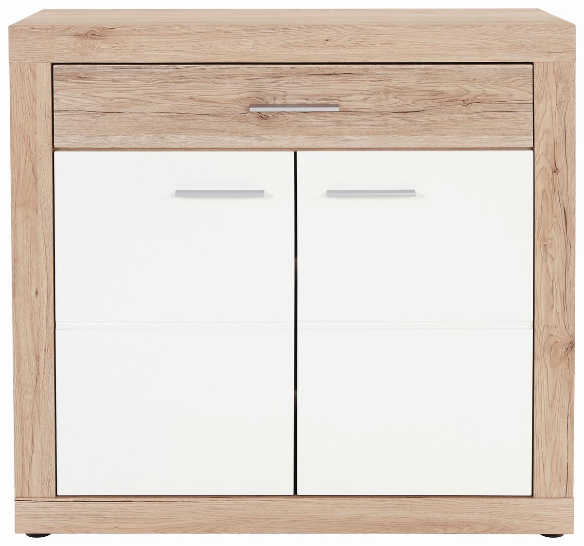 Komód Malta 95/99 Cm - tölgyfa színű/fehér, Modern, faalapú anyag (95/98,7/36cm)