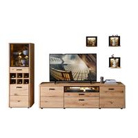 Wohndwand Montana Schwarz/Wildeiche, B: 295 cm - Wildeiche/Schwarz, Basics, Glas/Holz (295/187cm) - Livetastic