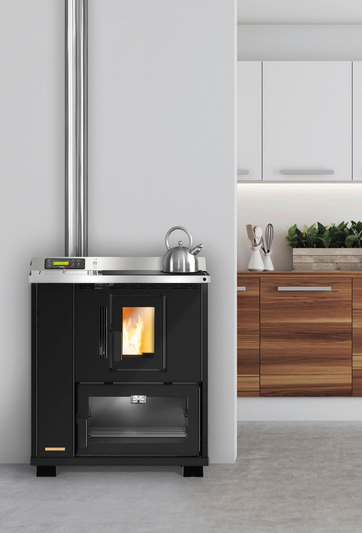 Pelletofen Devon Schwarz Metall 8 Kw Mit Wi-Fi - Schwarz, LIFESTYLE, Metall (72/86/54cm)