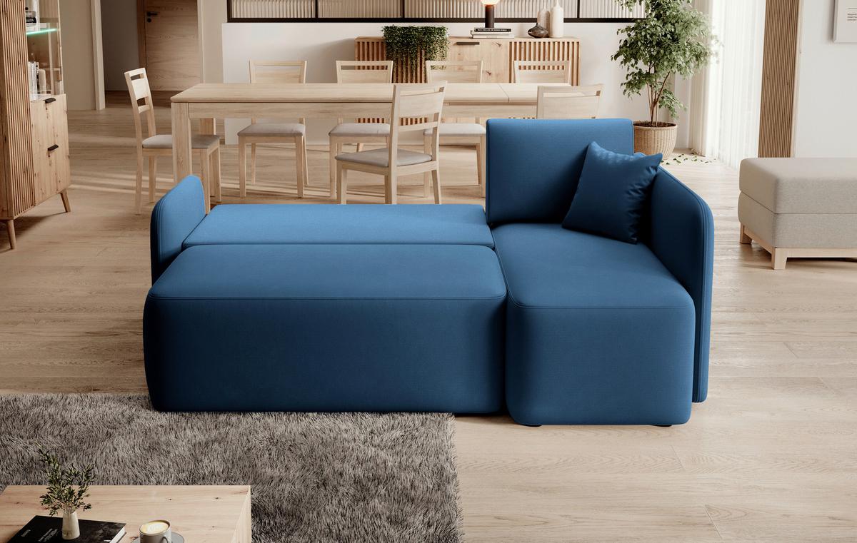 Ecksofa Hadson Blau S: 206x150 cm - Blau/Schwarz, Design, Textil (206/150cm) - MID.YOU