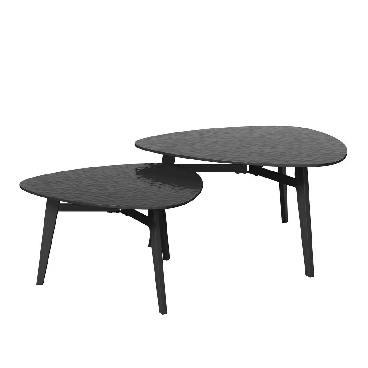 Konferenční stolek Kelaya, P: 80/60cm - černá, Moderní, kov/sklo (80/60/42/36/80/60cm) - Bessagi Home