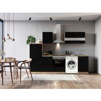 Küchenblock Merle Schwarz B: 280 Cm - Eichefarben/Schwarz, Basics, Glas/Holzwerkstoff (280cm) - Respekta