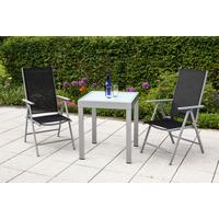 Gartenmöbel Set 3-tlg Amalfi aus Metall/Textil - Silberfarben/Schwarz, MODERN, Textil/Metall - Gardenson
