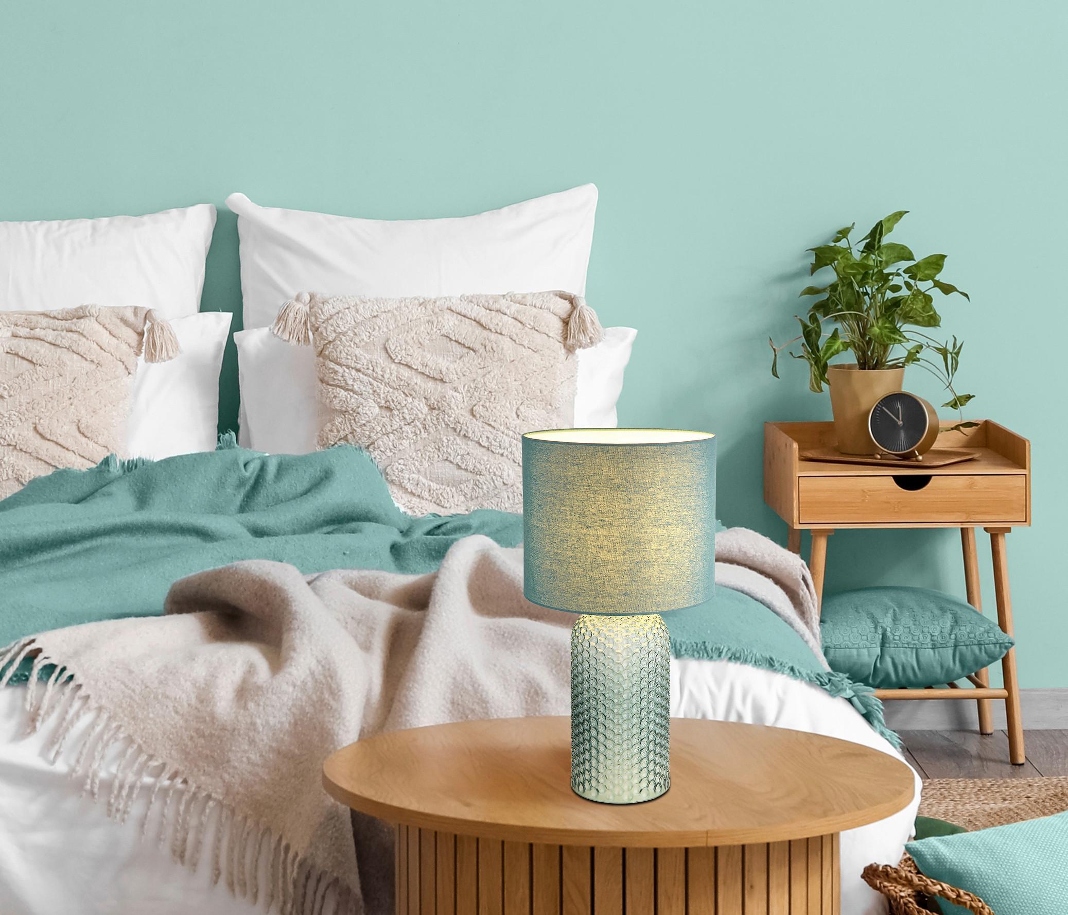 Tischleuchte 21735bg - Hellgrün, LIFESTYLE, Glas/Textil (26,5/50cm)