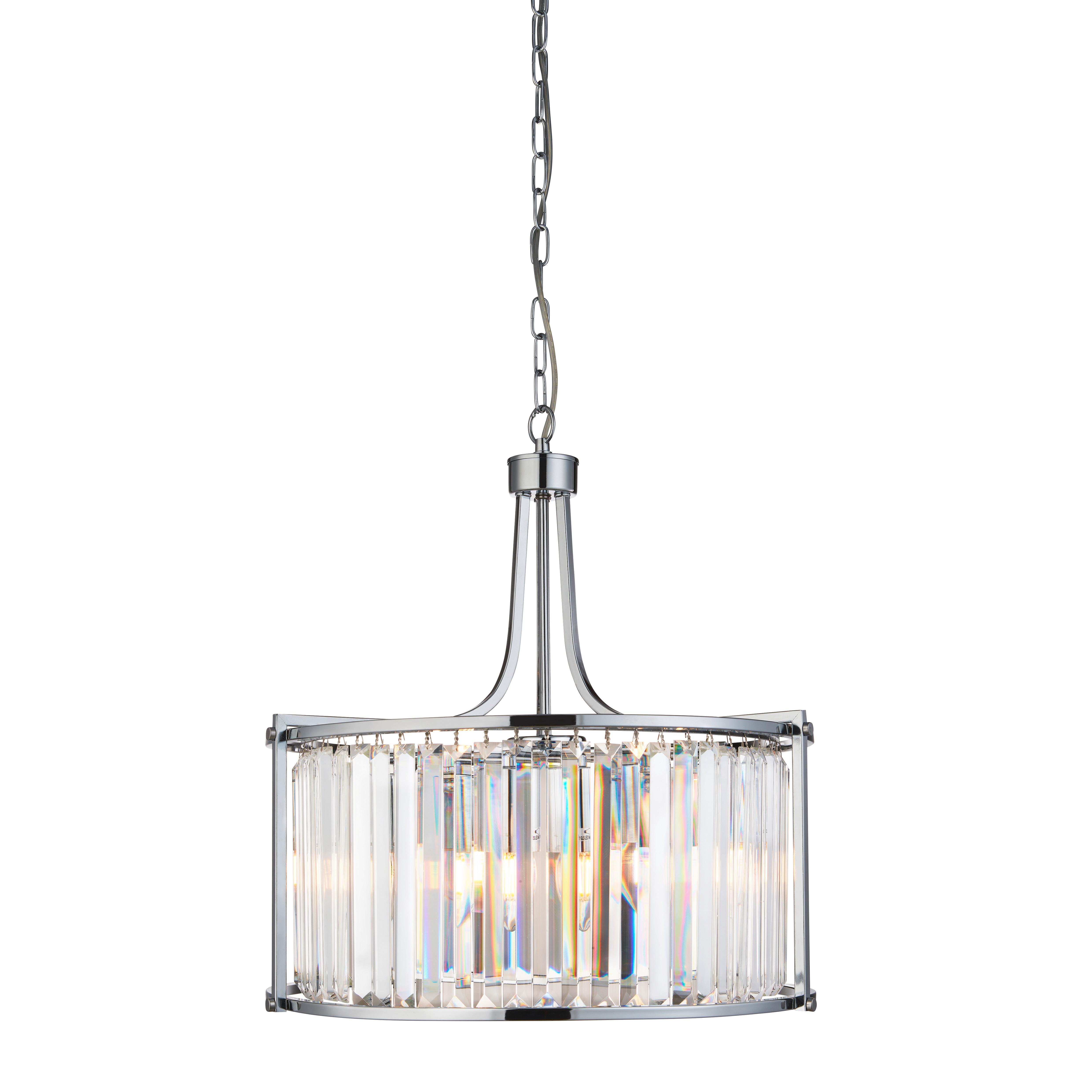 Kristall-Hängeleuchte Victoria 8295-5cc - Chromfarben, Design, Glas/Metall (49/150cm)