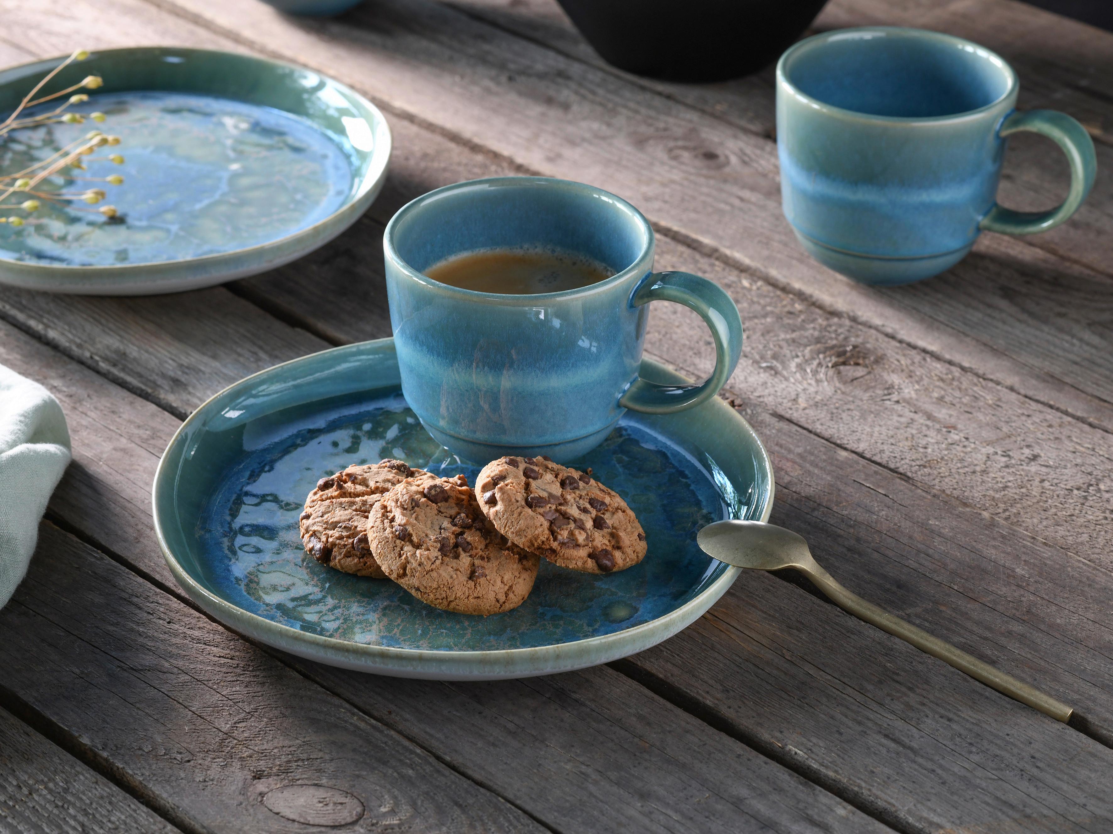 Kaffeebecher Steinzeug 370 Ml 4 Stk. Blau/grün Yuki - Blau/Grün, Basics, Keramik (16/9/10cm) - Creatable