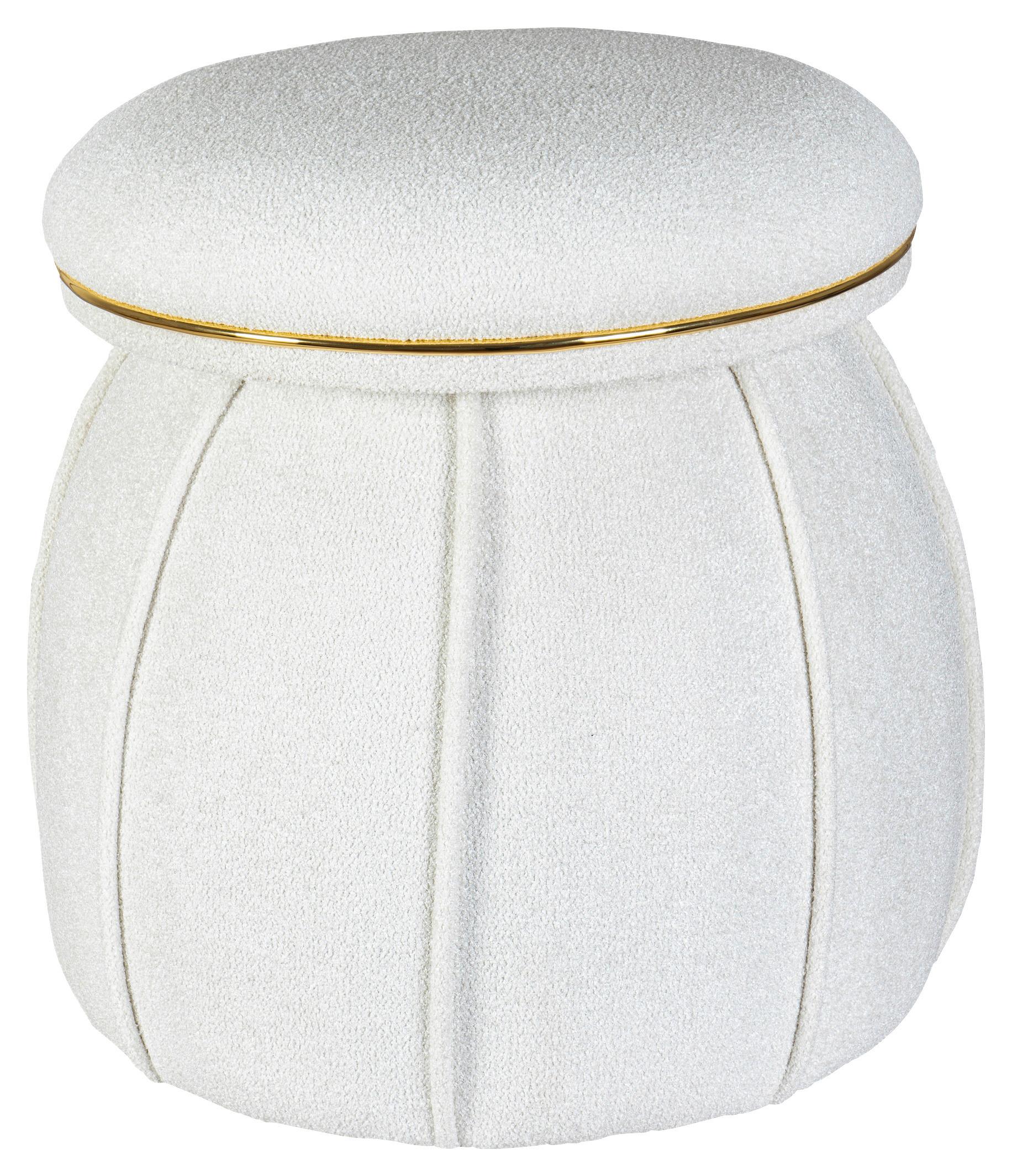 Hocker Corin 135 Goldfarben/Weiß D: 51,5 cm - Goldfarben/Weiß, Design, Textil (51,5/55cm) - Kayoom