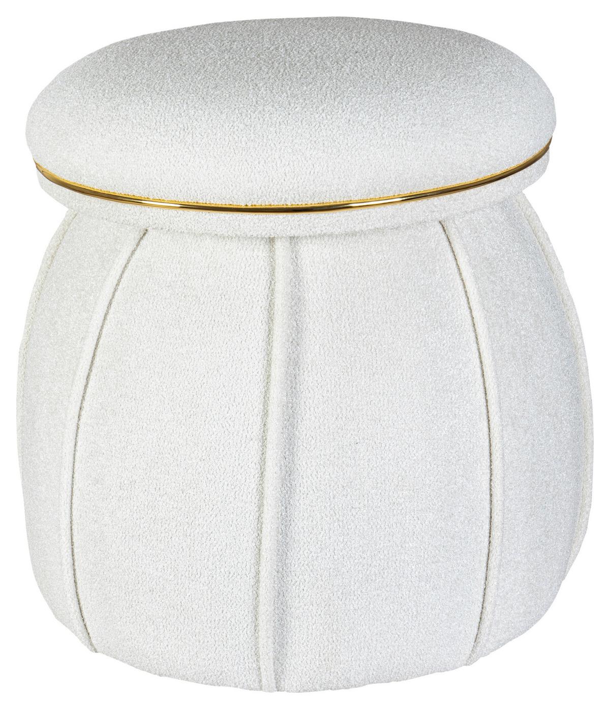 Hocker Corin 135 Goldfarben/Weiß D: 51,5 cm - Goldfarben/Weiß, Design, Textil (51,5/55cm) - Kayoom