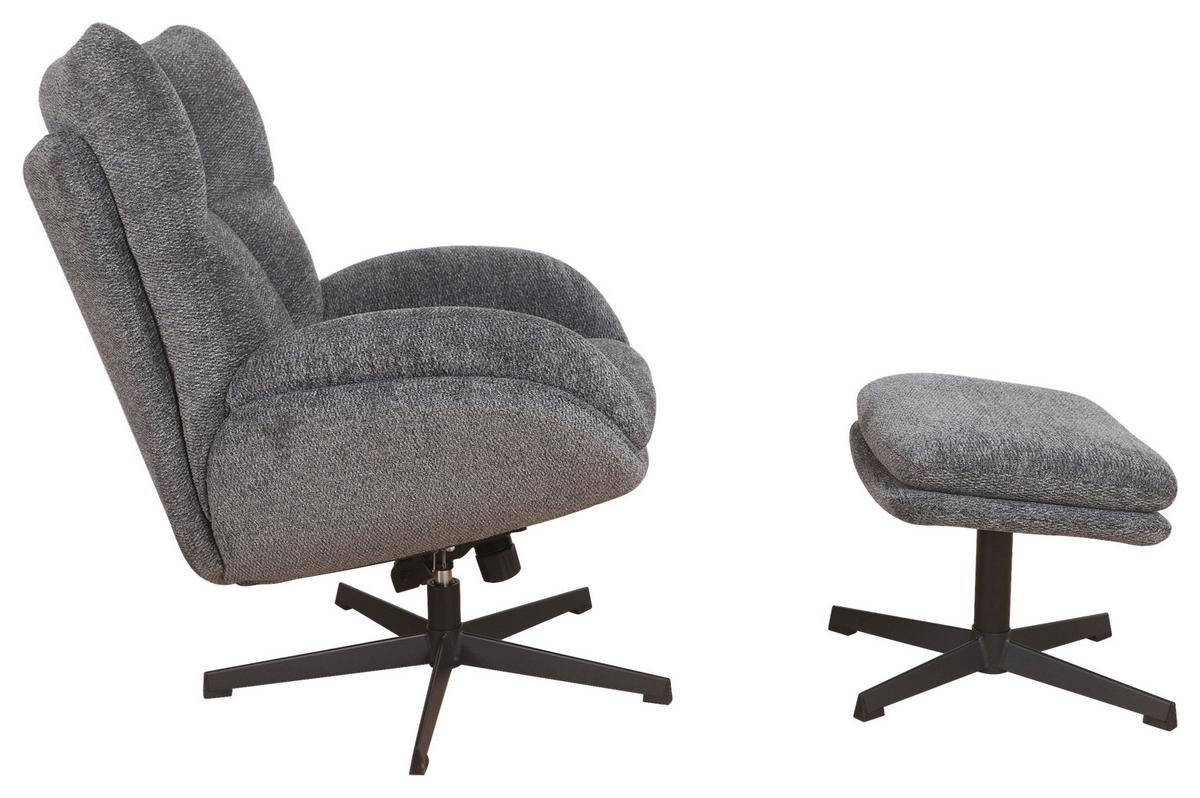 Relaxsessel Houston Chenille dunkelgrau, B: 76cm - Dunkelgrau/Schwarz, MODERN, Textil/Metall (76/101/87cm)
