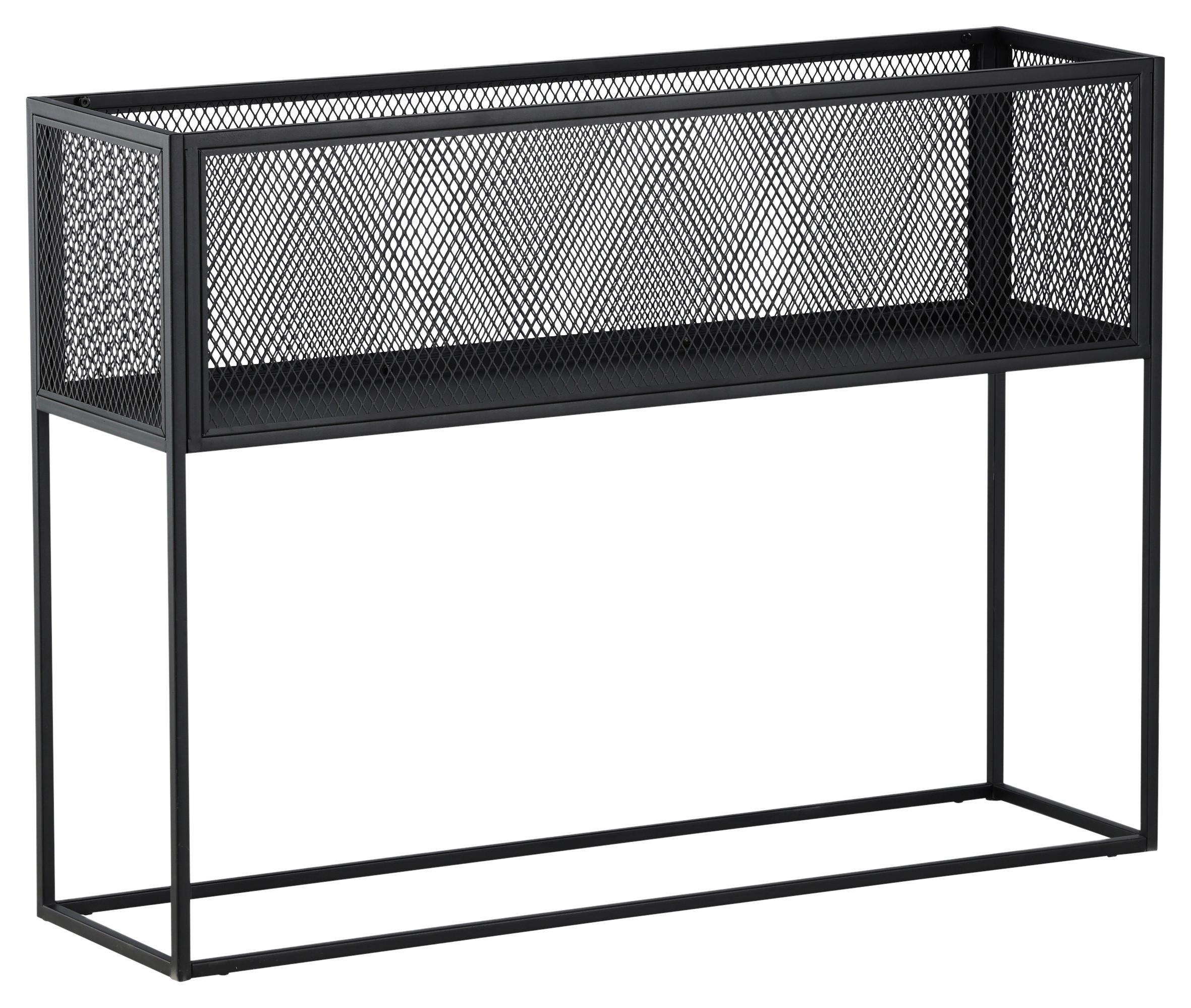 Bücherwand Netz - Schwarz, Design, Metall (110/80/30cm) - Livetastic