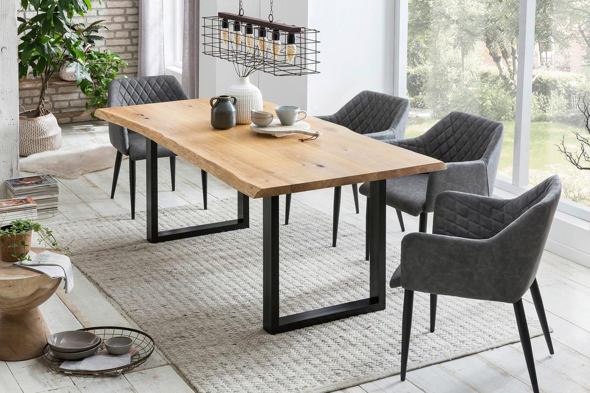 Esstisch Naturfarben/schwarz B: 240 Cm - Schwarz/Naturfarben, MODERN, Holz/Metall (240/100/75cm) - Livetastic