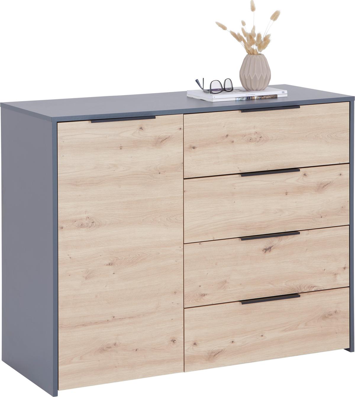 Kommode 114,5 cm Alan 3, Anthrazit - Anthrazit/Eiche Artisan, MODERN, Holzwerkstoff (114,5/93,4/50cm) - Luca Bessoni