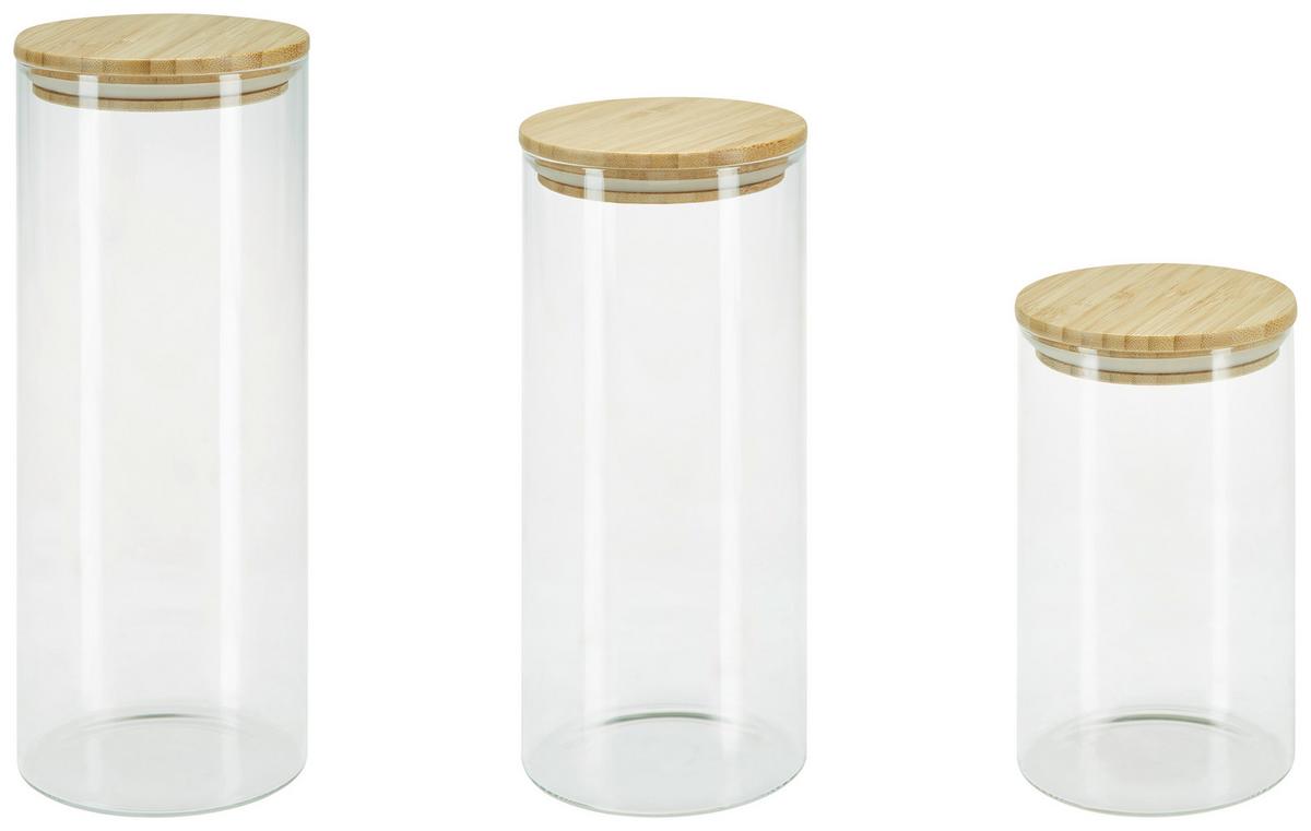 Vorratsglas aus Glas Cristin ca. 1 L, mit Bambusdeckel - Klar/Naturfarben, Basics, Glas/Holz (10/17cm) - James Wood