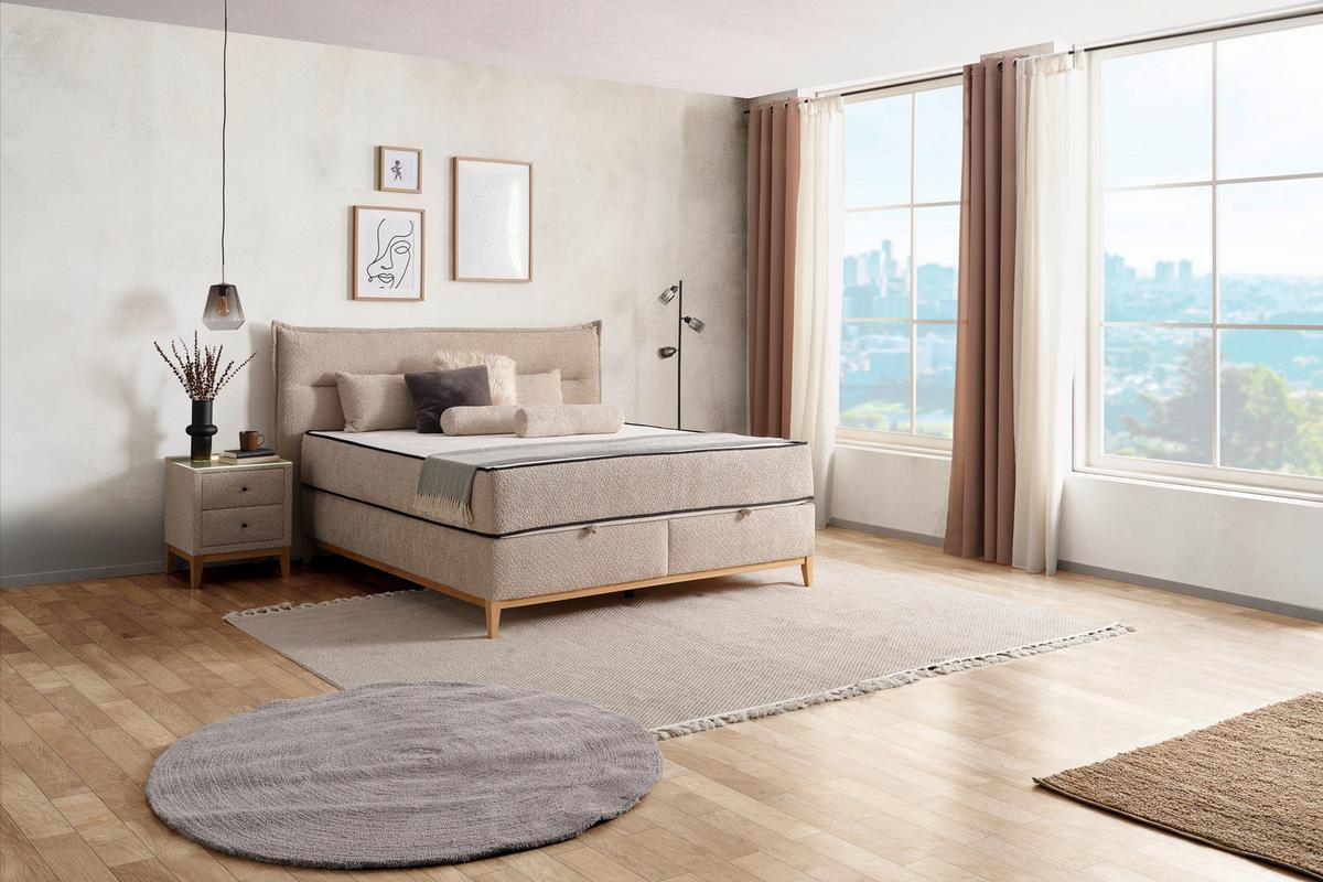Boxbett Smile inkl. Matratze 160x200 - Creme, KONVENTIONELL, Holz/Holzwerkstoff (160/200cm) - James Wood
