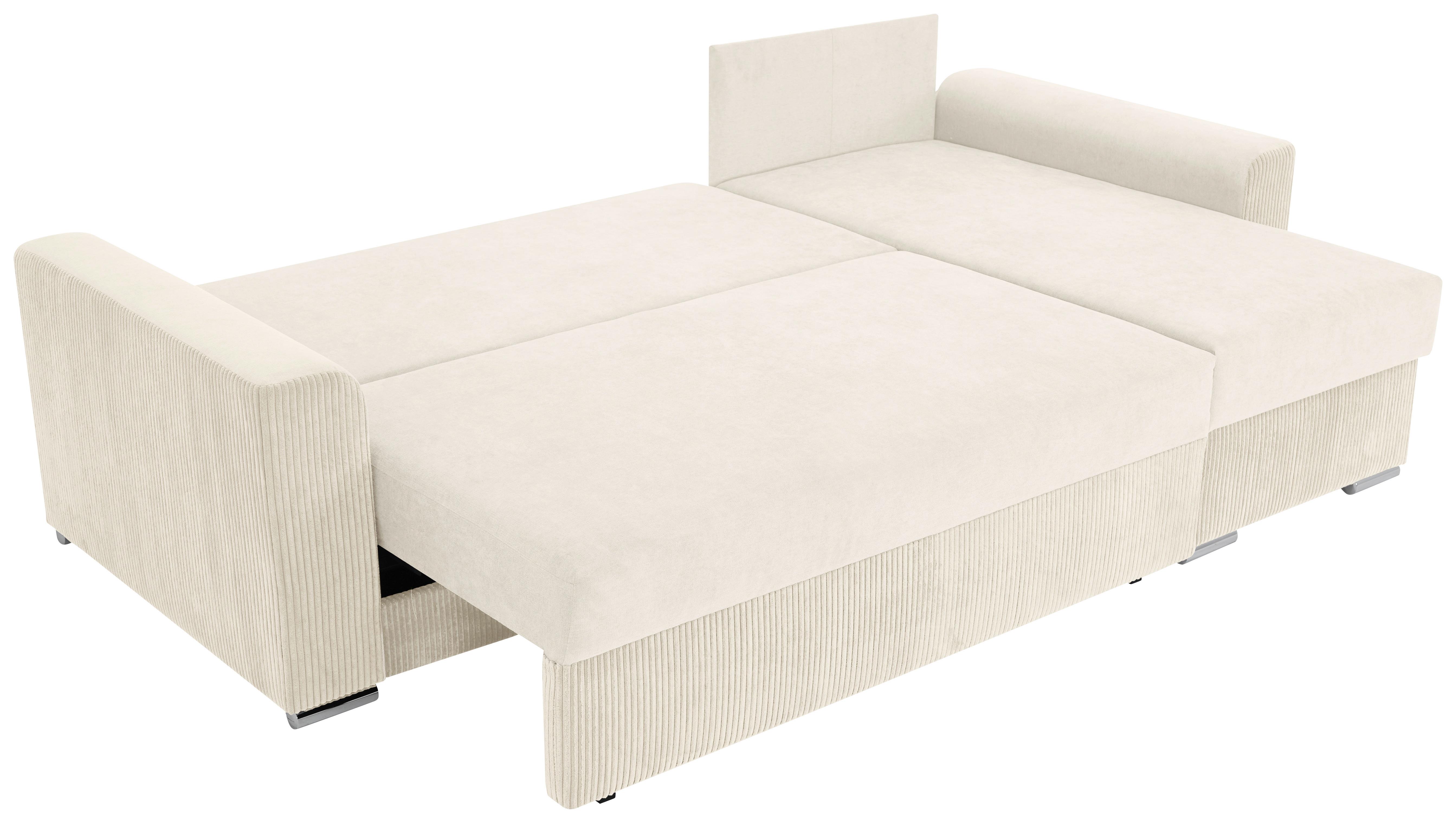 Ecksofa Diever Creme S: 239x141 cm - Chromfarben/Creme, Design, Textil (239/141cm) - Livetastic