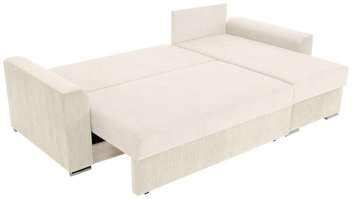 Ecksofa Diever Creme S: 239x141 cm - Chromfarben/Creme, Design, Textil (239/141cm) - Livetastic