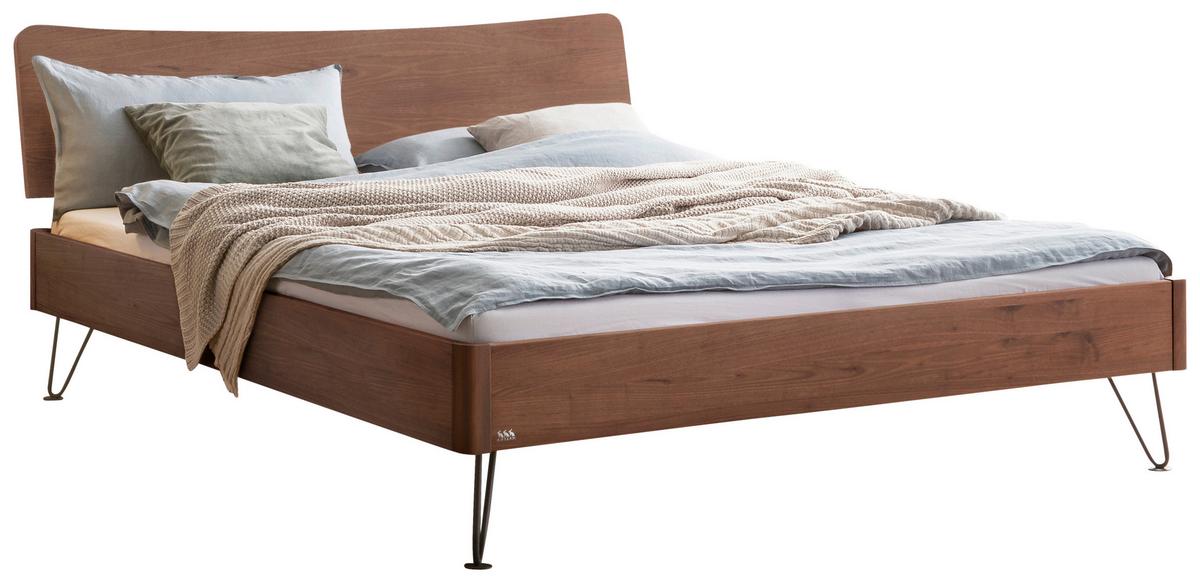 Bett Locarno Nussbaumfarben 140x200 Cm - Anthrazit/Nussbaumfarben, MODERN, Holz (140/200cm) - Hasena