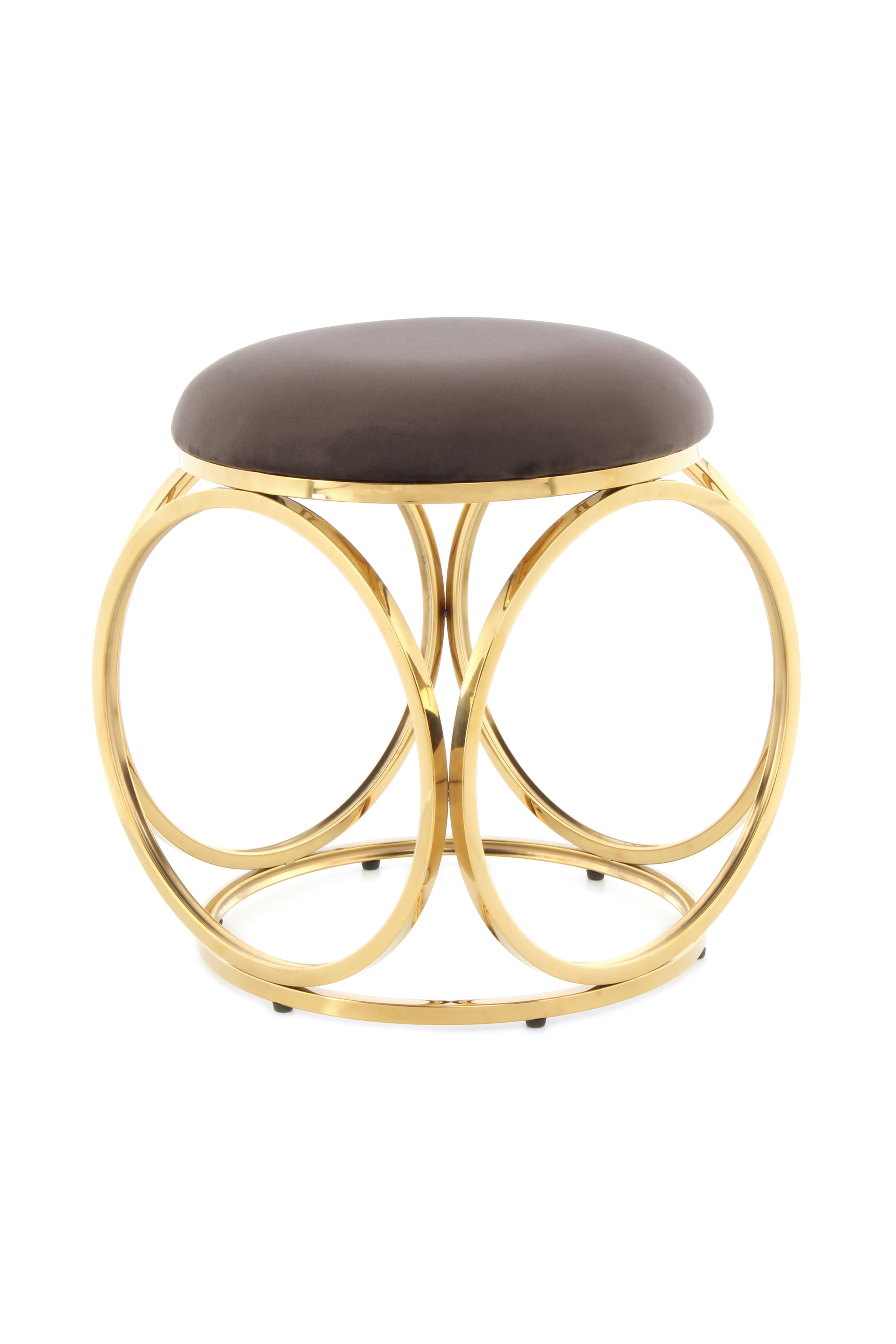 Hocker Whitney 325 Goldfarben/taupe B: 40 Cm - Taupe/Goldfarben, Design, Textil/Metall (40/49/40cm) - Kayoom