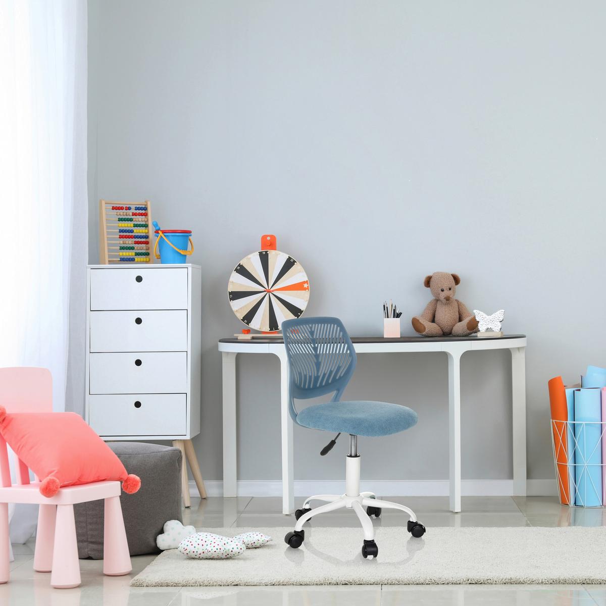 Jugenddrehstuhl Kid QW Blau B: 51 cm - Blau/Weiß, MODERN, Kunststoff/Textil (51/75 - 85/51cm) - MID.YOU