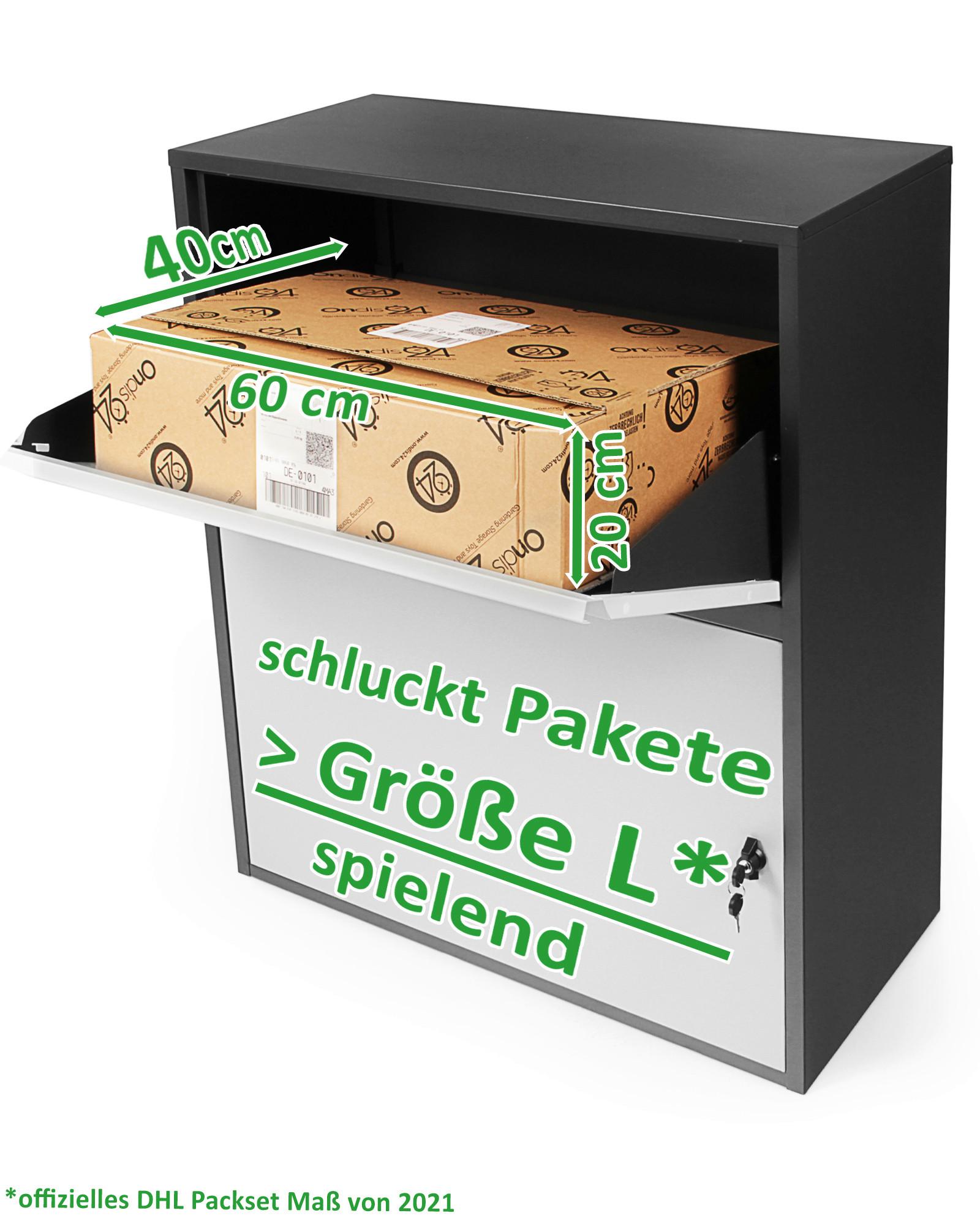 Paketbox Mit 2 Schlüsseln Grau/Schwarz H: 103 cm - Schwarz/Grau, Basics, Metall (82/103/38cm)