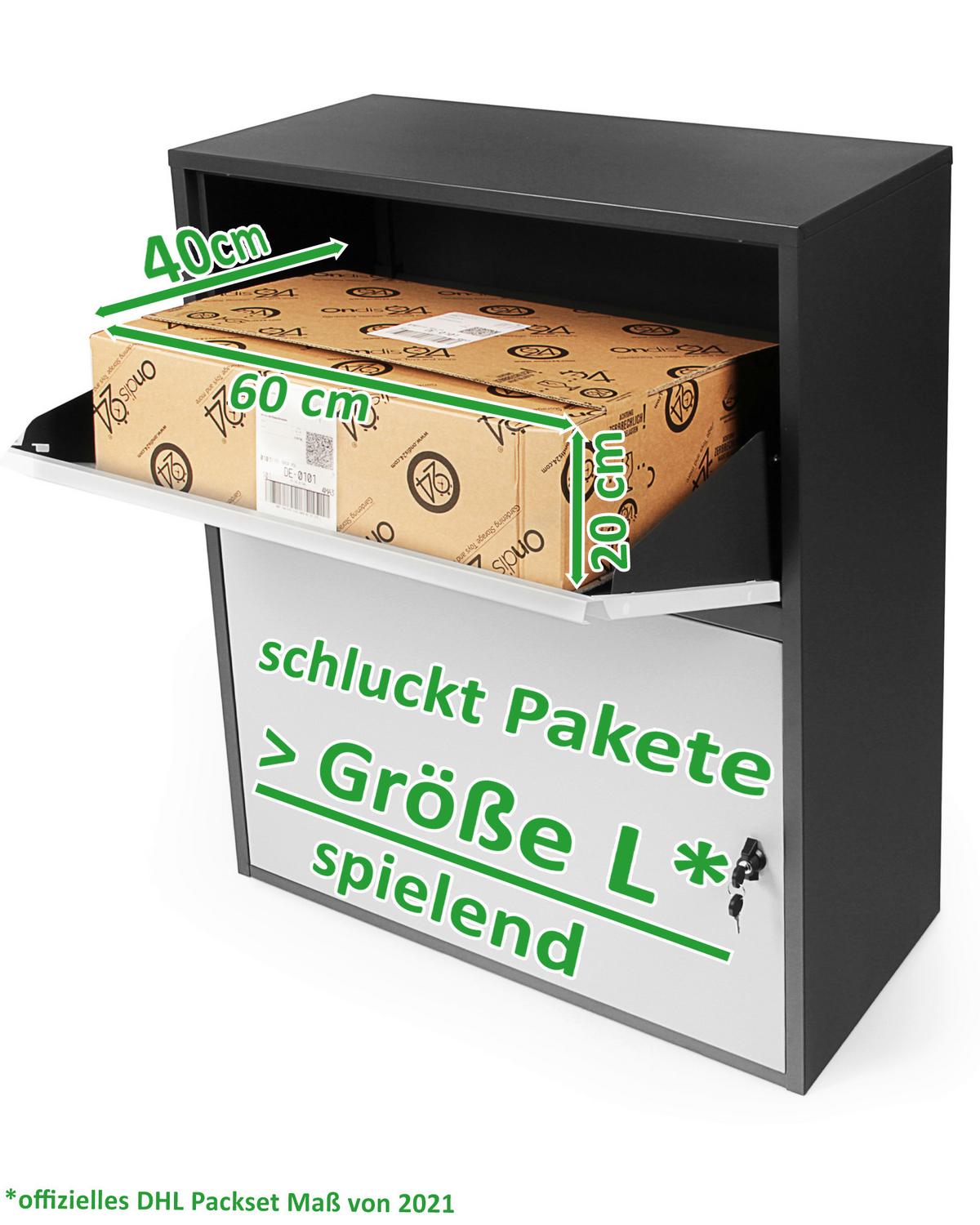 Paketbox Mit 2 Schlüsseln Grau/schwarz H: 103 Cm - Schwarz/Grau, Basics, Metall (82/103/38cm)