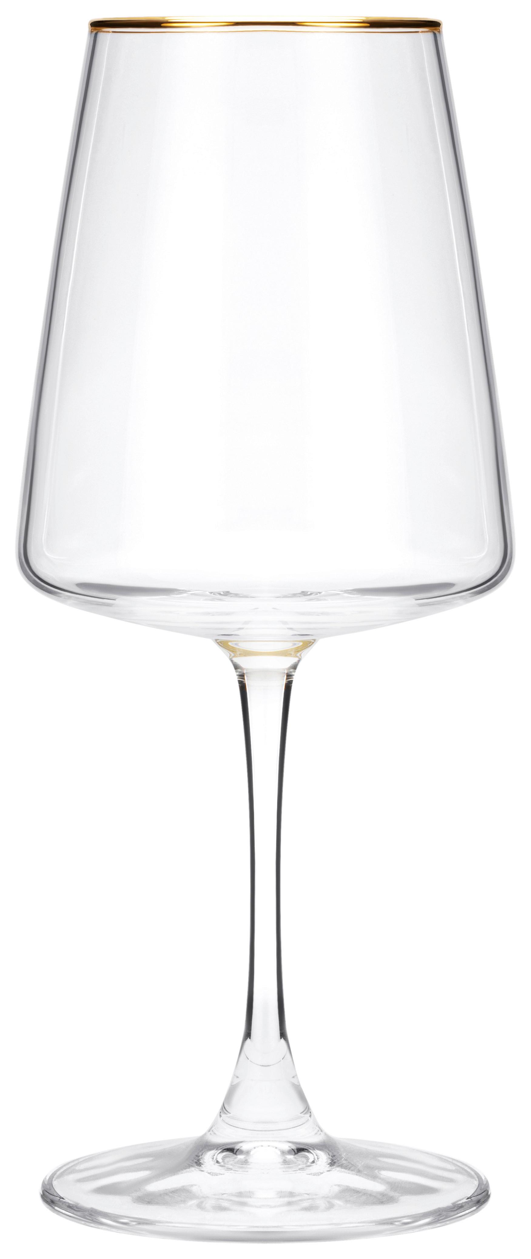 Rotweinglas Winona - Klar/Goldfarben, Basics, Glas (6.5/22.5cm) - Luca Bessoni