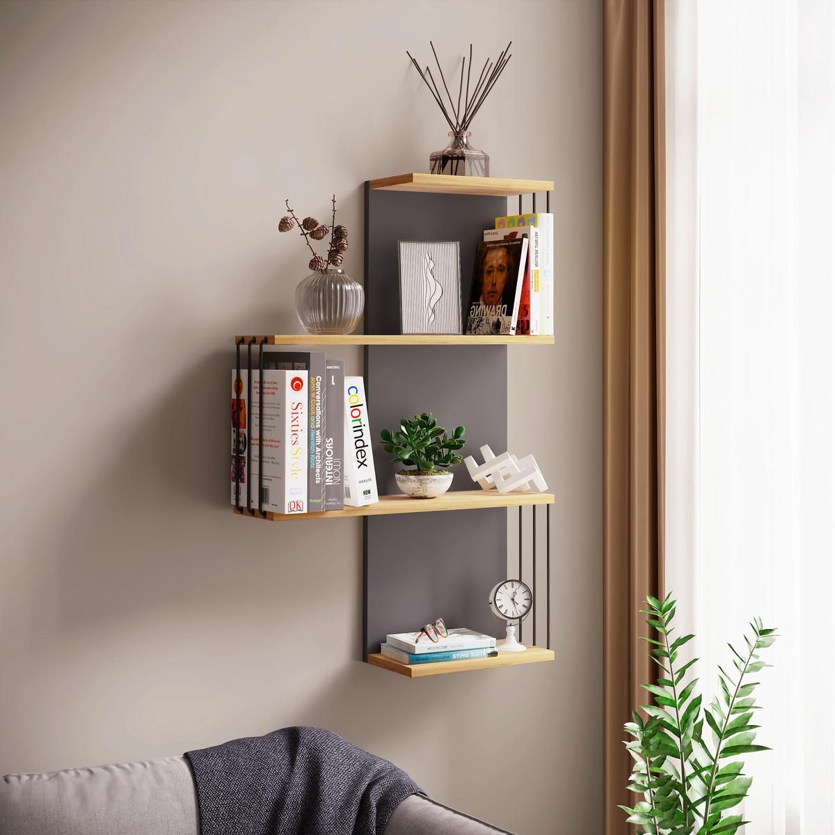 Wandboard Dolira Anthrazit/Eichefarben B: 68 cm - Eichefarben/Anthrazit, Design, Holzwerkstoff (68/98/19cm) - Livetastic