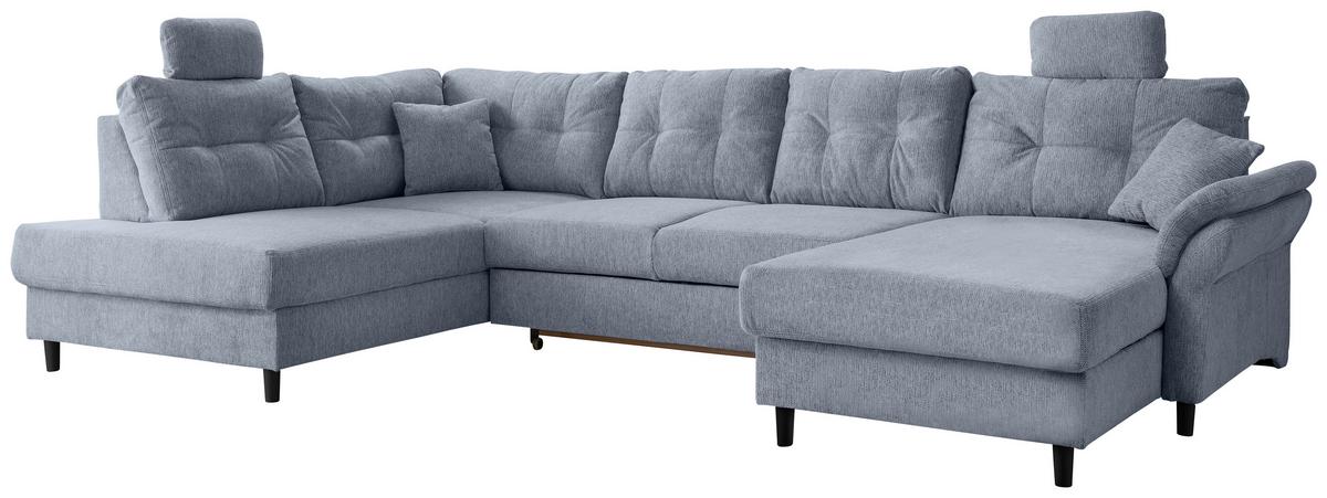 Wohnlandschaft Brizzini Hellblau U: 206x338x176 Cm - Schwarz/Hellblau, MODERN, Textil (206/338/176cm) - Livetastic