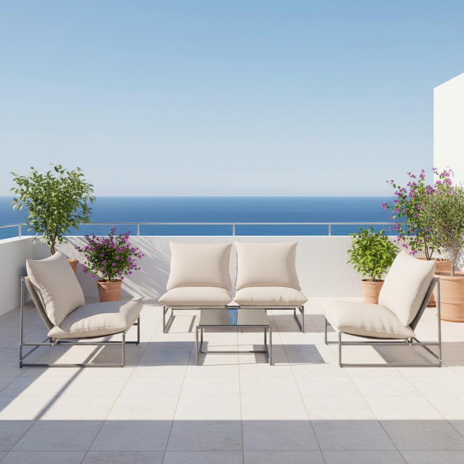 SADA NA BALKON LINO - tmavě šedá/vícebarevná, Moderní, kov/textil - Bessagi Garden