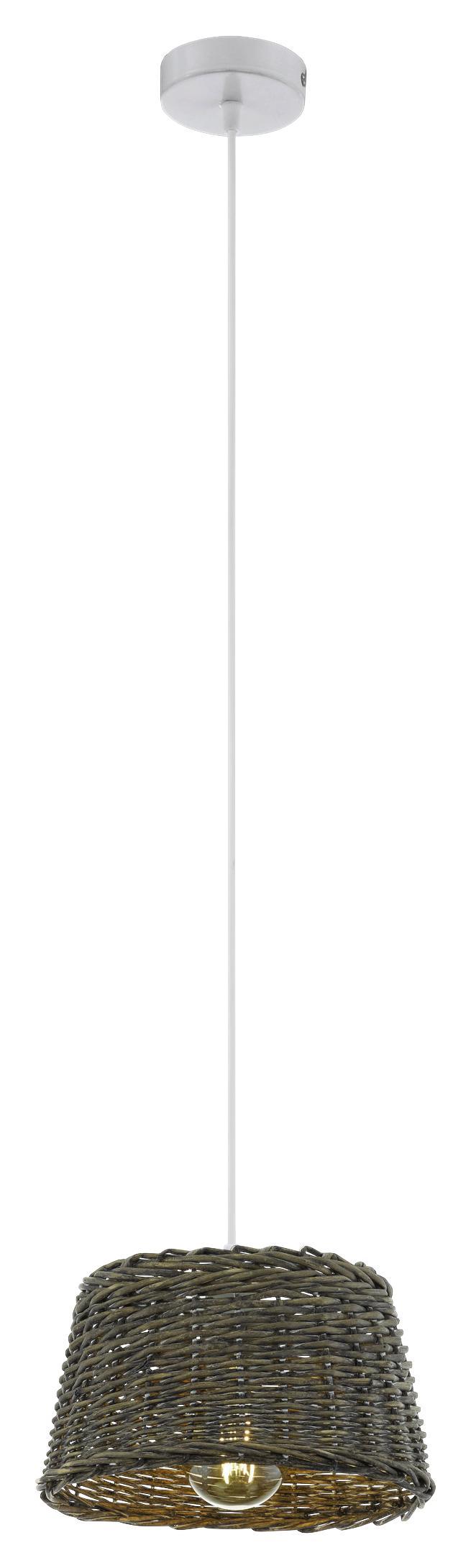 Hängeleuchte Dovenby - Braun/Weiß, MODERN, Holz/Metall (25/110cm)