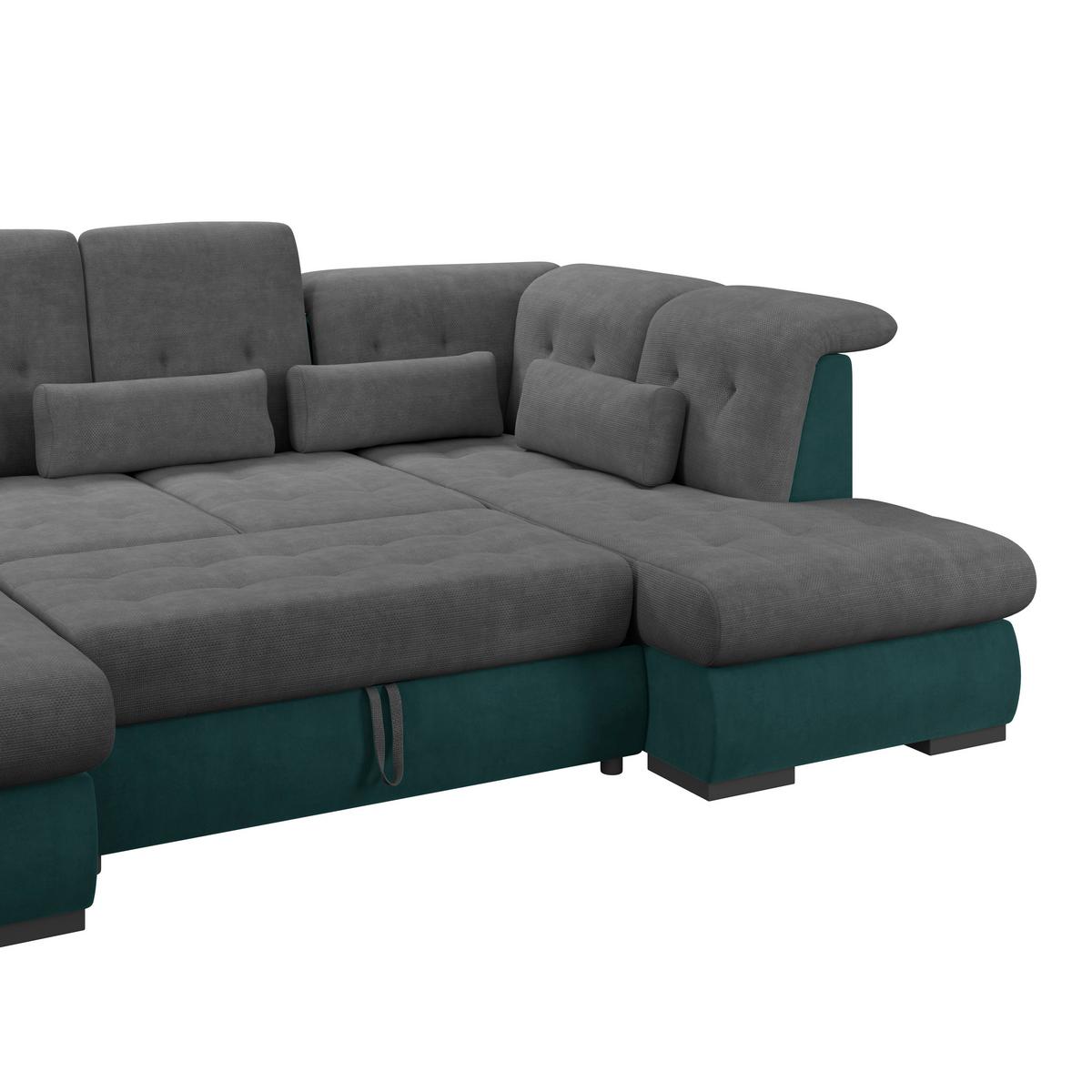 Wohnlandschaft Madera Anthrazit S: 358x212 cm - Türkis/Anthrazit, KONVENTIONELL, Kunststoff/Textil (190/358/212cm)