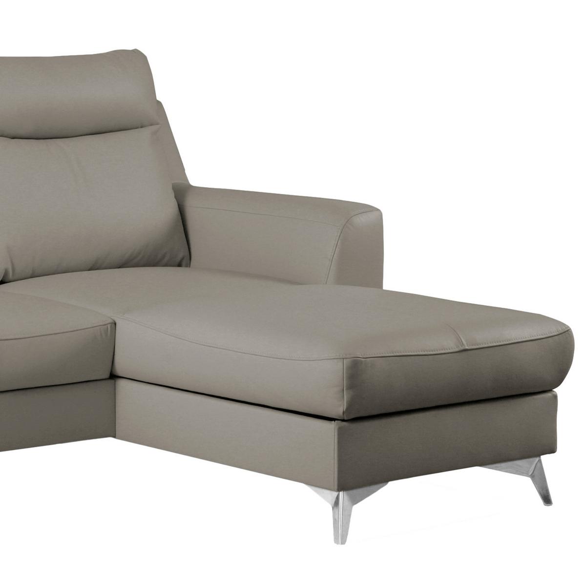 Ecksofa Gio Schlammfarben S: 236x168 Cm - Chromfarben/Schlammfarben, Design, Leder/Textil (236/168cm) - Livetastic