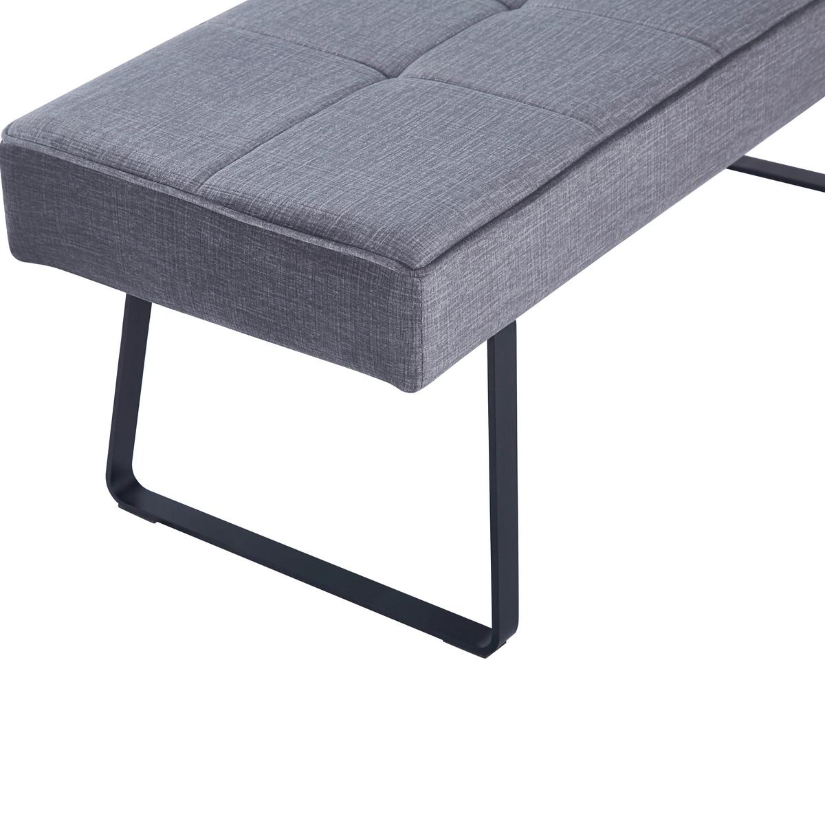 Sitzbank Tilos Ohne Lehne Samt Dunkelgrau, B: 140 Cm - Dunkelgrau/Schwarz, KONVENTIONELL, Textil/Metall (140/49/47cm) - MID.YOU