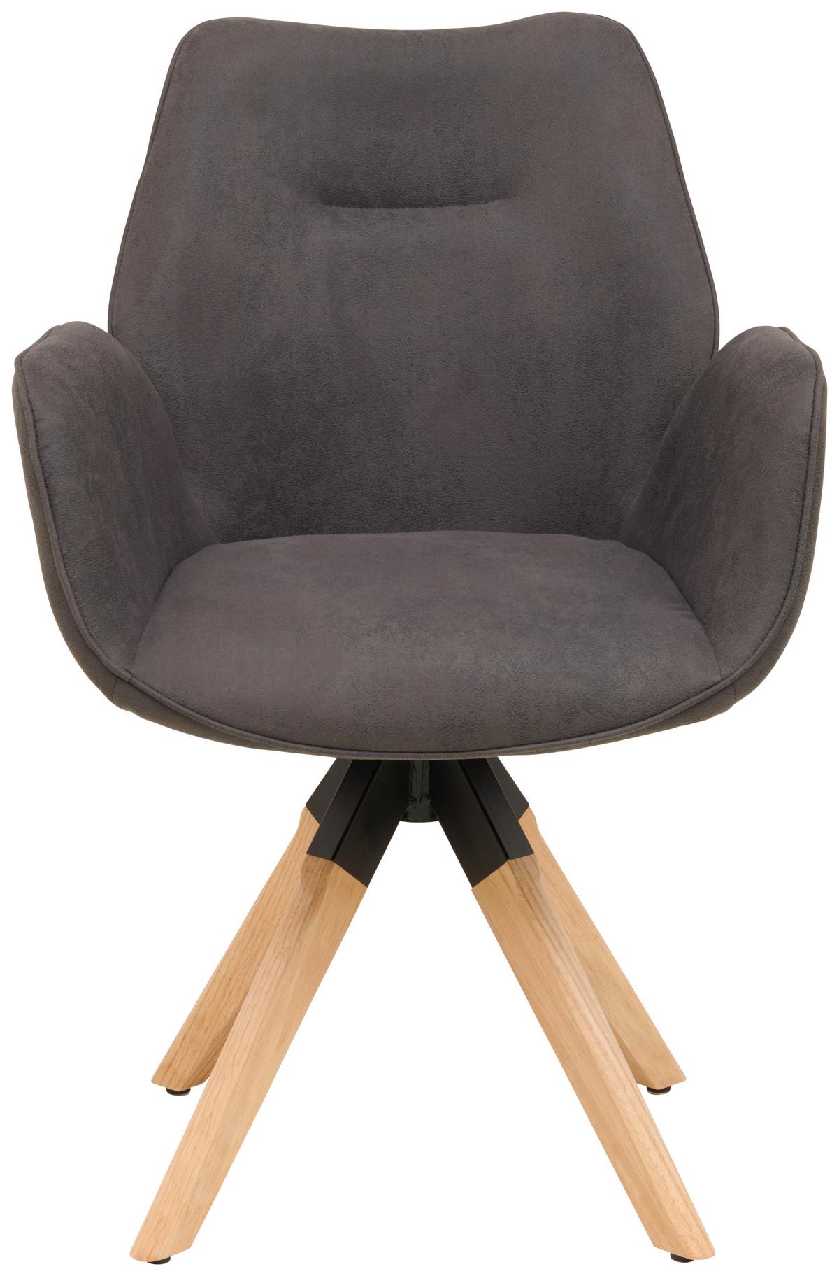 Armlehnstuhl Monza Anthrazit/Naturfarben B: 61 cm - Anthrazit/Naturfarben, MODERN, Holz/Textil (61/86/62cm) - Livetastic