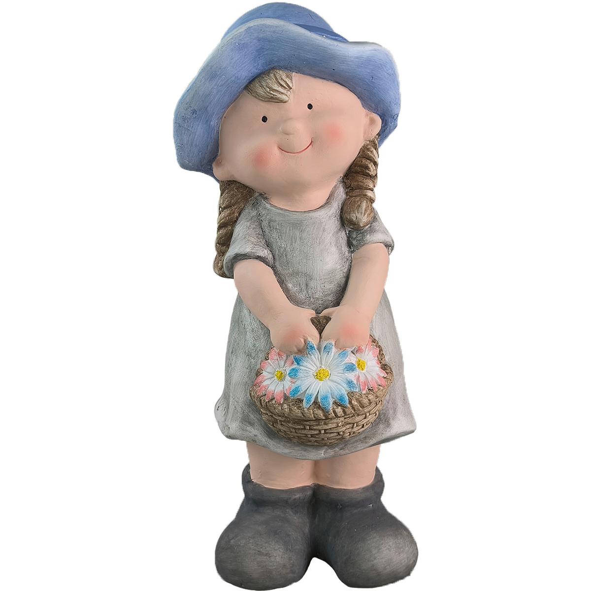 Dekofigur Kind Mathilde - Blau/Pink, KONVENTIONELL, Stein (17,5/16,5/41,5cm) - Luca Bessoni