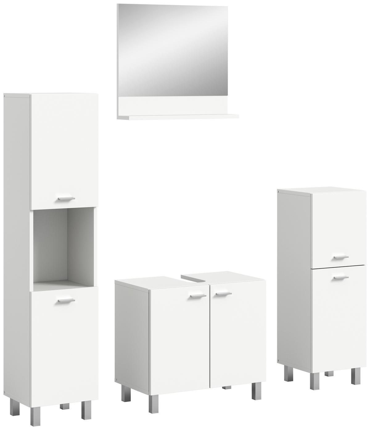 Badezimmer Boston Weiß B: 117 Cm - Silberfarben/Weiß, MODERN, Glas/Holzwerkstoff (117cm) - MID.YOU