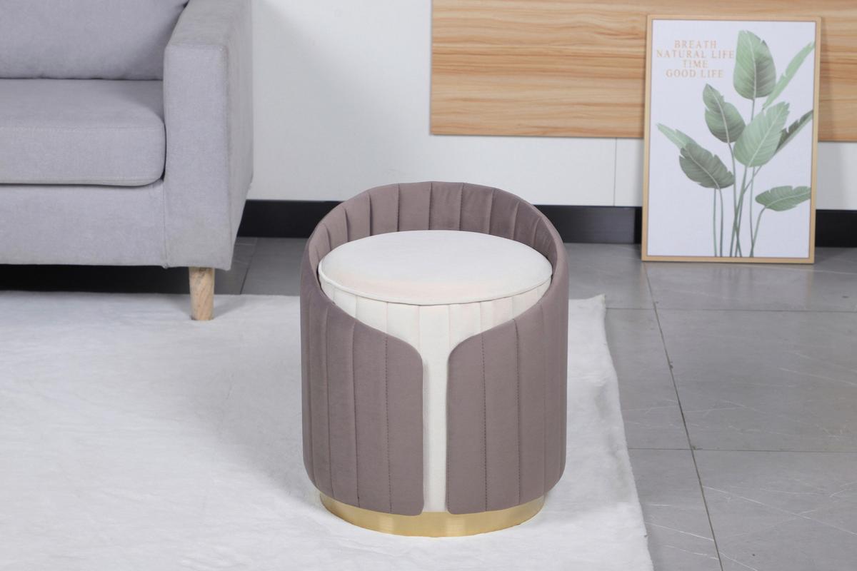 Hocker Corvin 125 *beige/Taupe B: 40 cm - Taupe/Beige, Design, Textil (40/45cm) - Kayoom