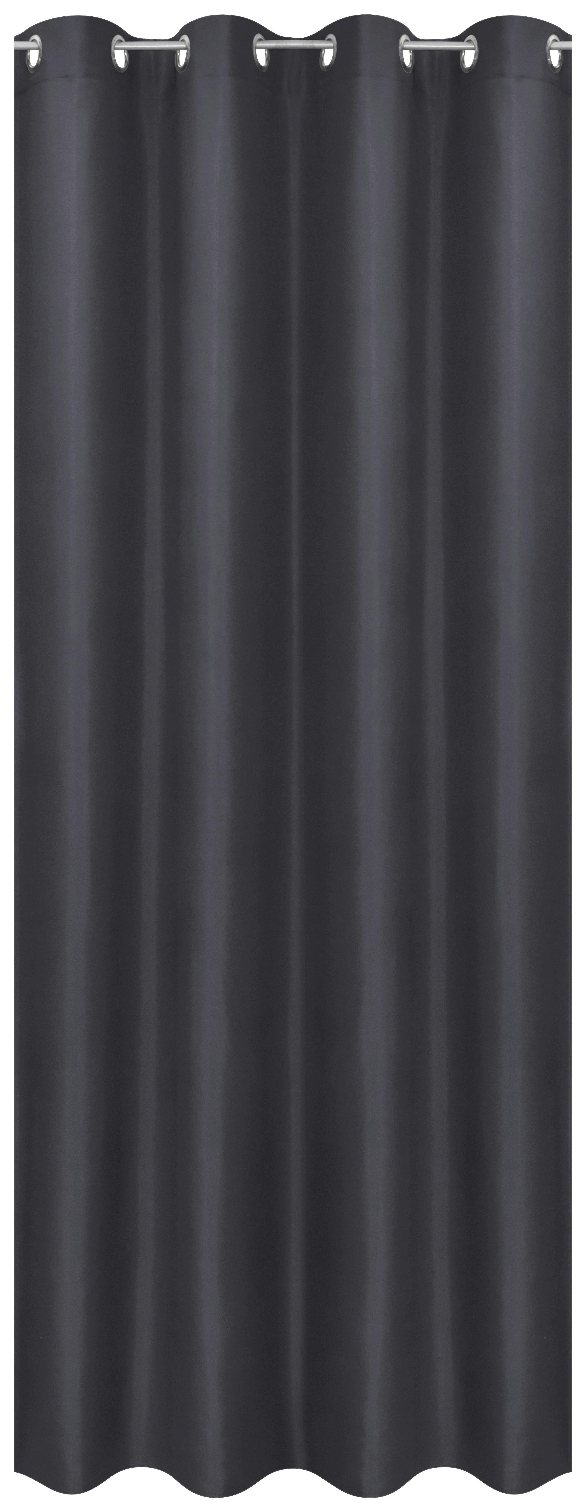 Vorhang Mit Ösen Barnaby 140x235 cm Schwarz - Schwarz, KONVENTIONELL, Textil (140/235cm) - Ondega