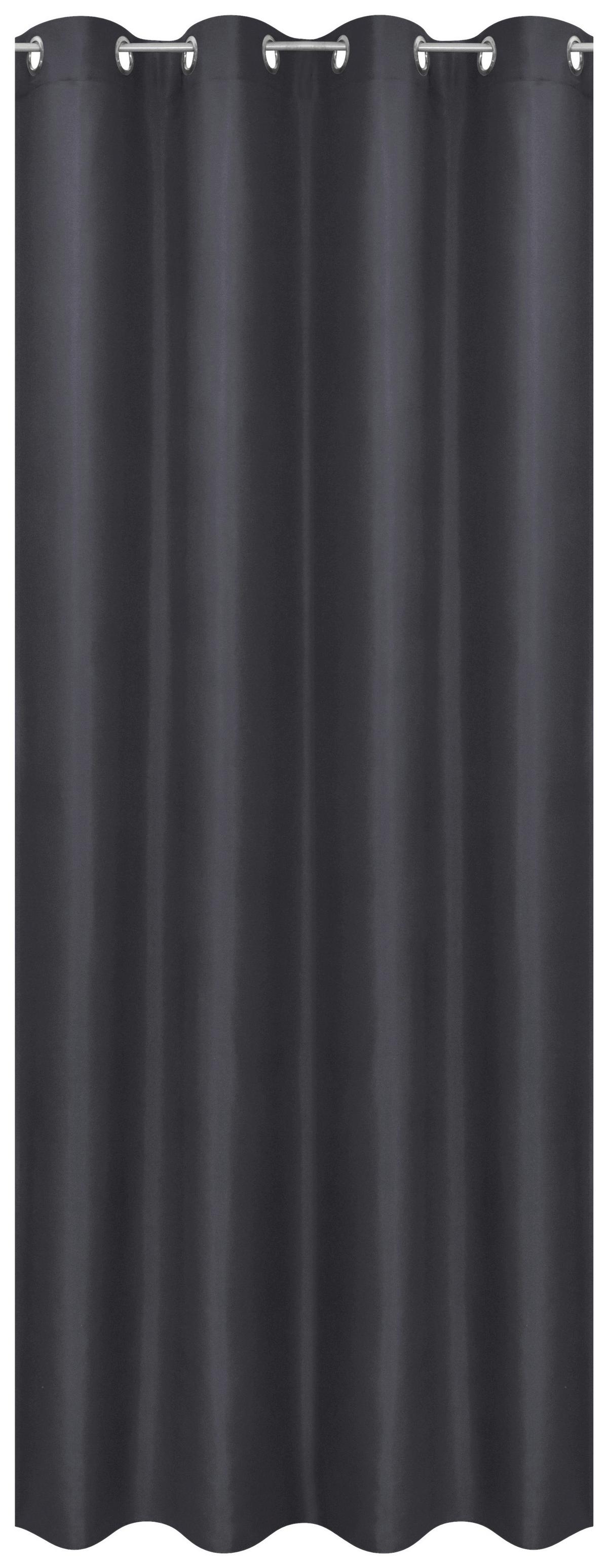Vorhang Mit Ösen Barnaby 140x235 cm Schwarz - Schwarz, KONVENTIONELL, Textil (140/235cm) - Ondega