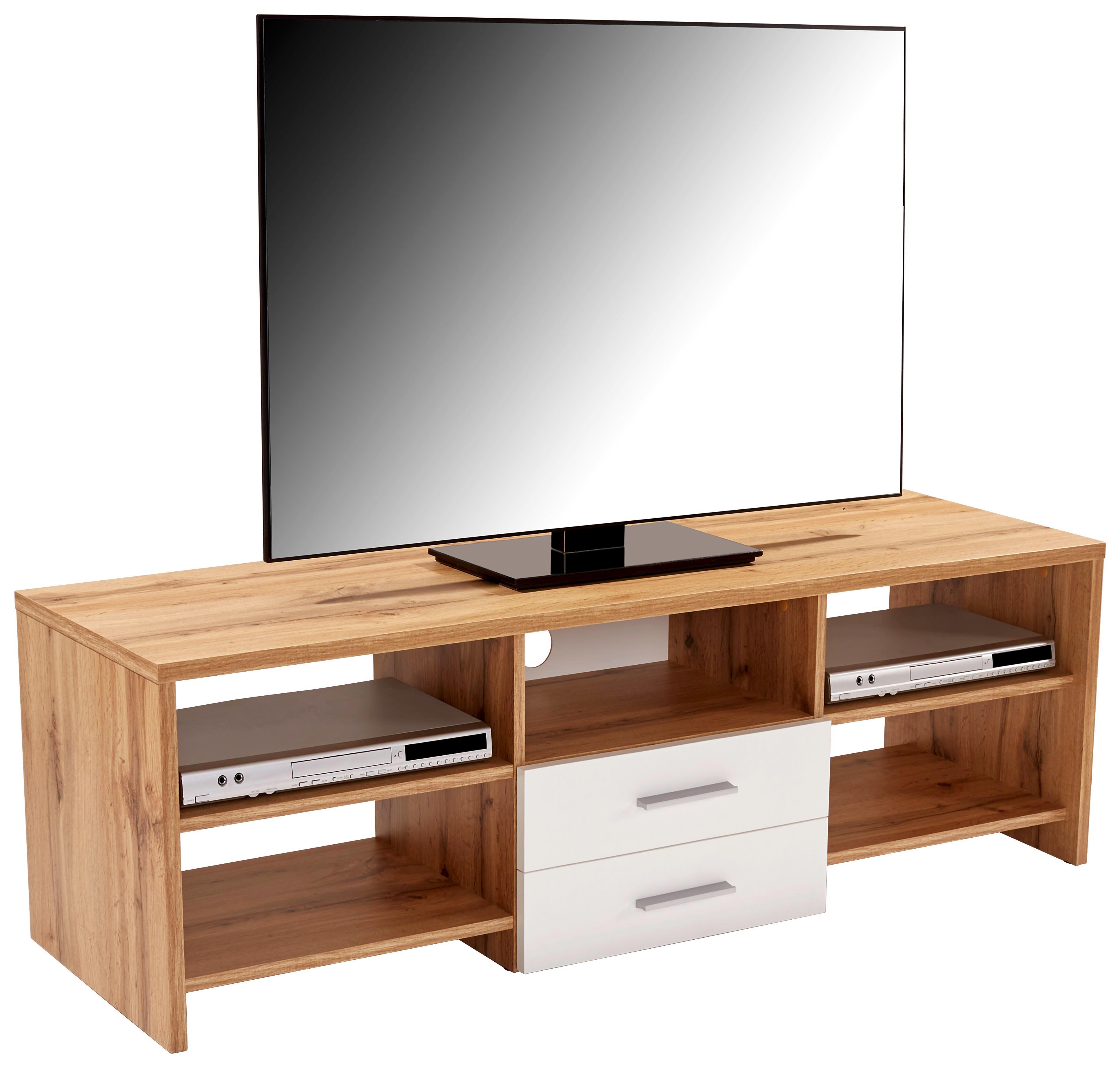 Médiaállvány Tico - Tölgyfa/Fehér, modern, Fa (150/45/40cm)