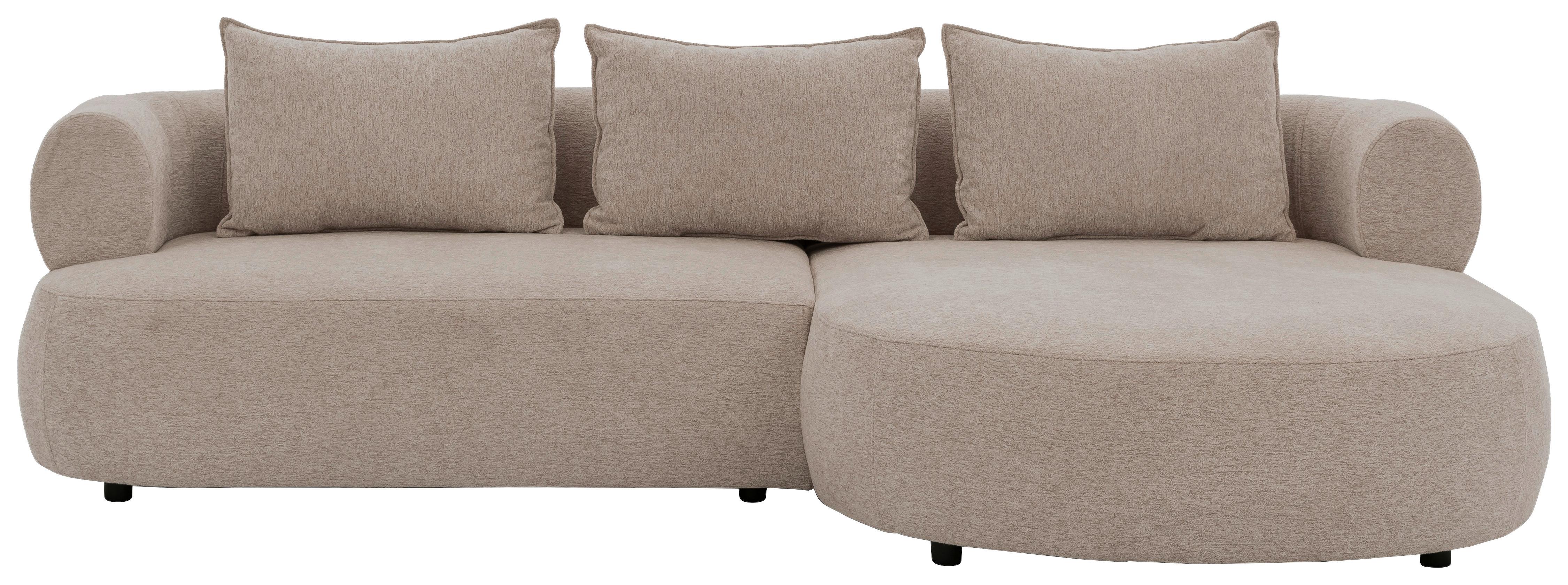 Ecksofa Ferro Hellbraun S: 256x156 cm - Hellbraun/Schwarz, Design, Textil (256/156cm) - Livetastic