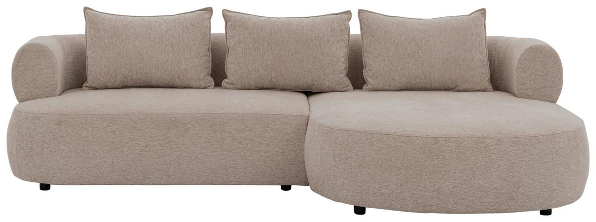 Ecksofa Ferro Hellbraun S: 256x156 cm - Hellbraun/Schwarz, Design, Textil (256/156cm) - Livetastic