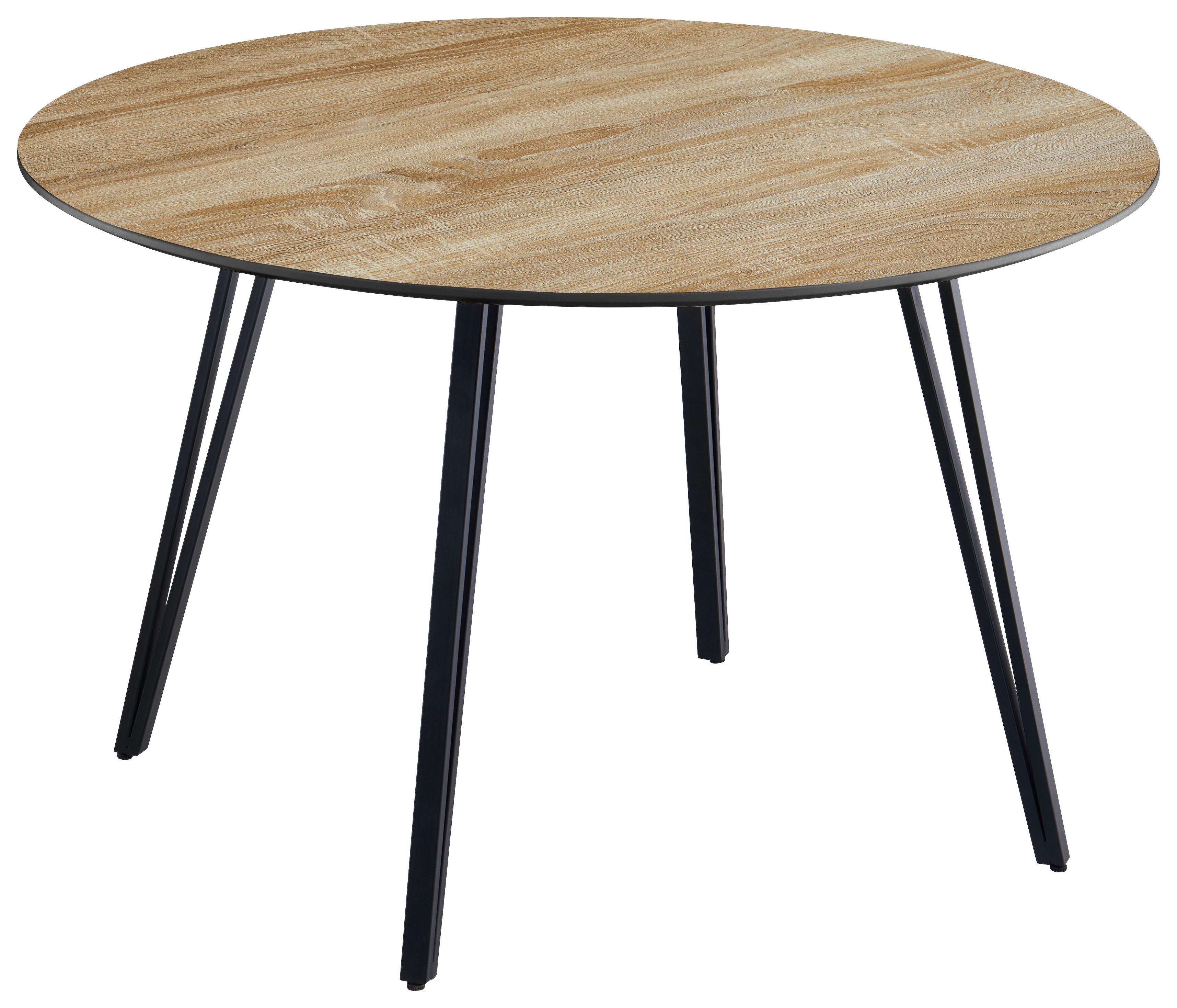 Esstisch Edwin - Eichefarben/Schwarz, LIFESTYLE, Holzwerkstoff/Metall (120/75/120cm) - Livetastic