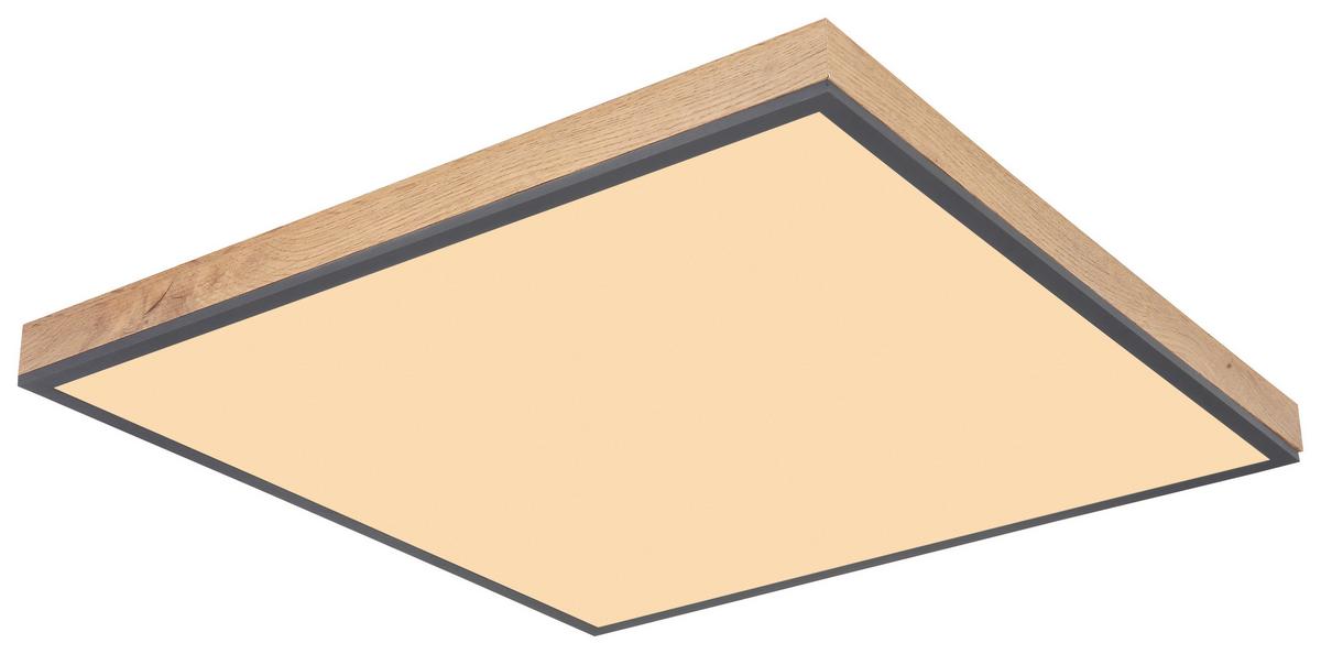 Led-deckenleuchte Doro L: 59 Cm - Opal/Graphitfarben, Basics, Kunststoff/Metall (59/59/6,5cm) - Globo