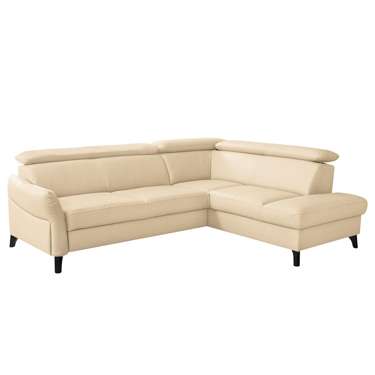Ecksofa Note New Teilleder Beige 244x199 - Beige/Schwarz, Design, Leder/Textil (244/199cm) - Livetastic