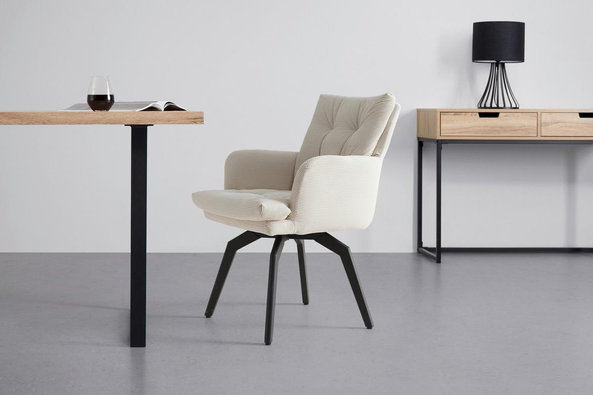 ŽIDLE S PODRUČKAMI HANNA - bílá/černá, Moderní, kov/textil (60/88/64cm) - Mömax