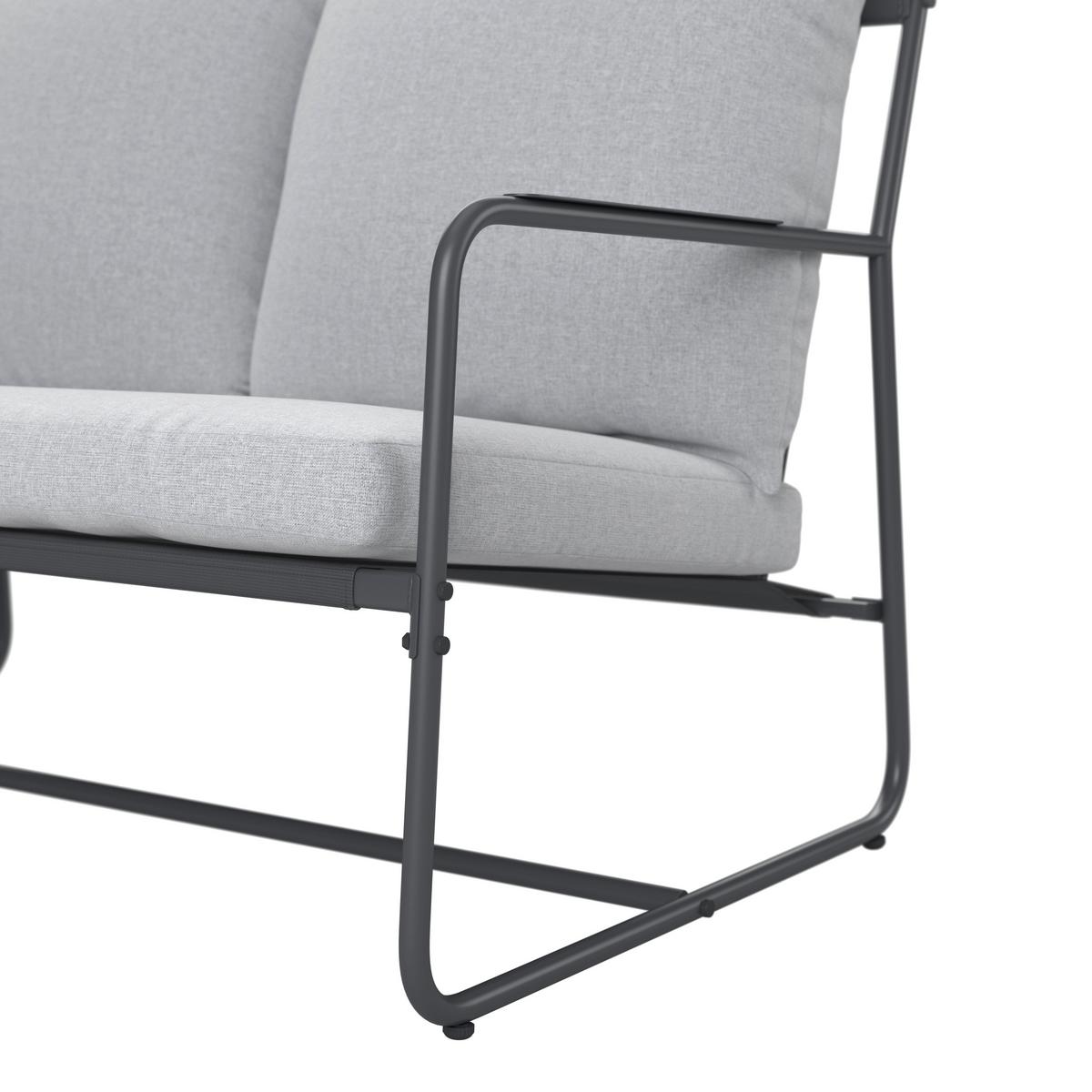 Loungegarnitur Nizza - Dunkelgrau/Hellgrau, MODERN, Textil/Metall (114/75/70cm) - Beldano