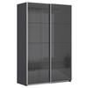 Schwebetürenschrank B: 136cm Feldkirch Grau - Anthrazit/Anthrazit Hochglanz, MODERN, Glas/Holzwerkstoff (136/210/62cm)