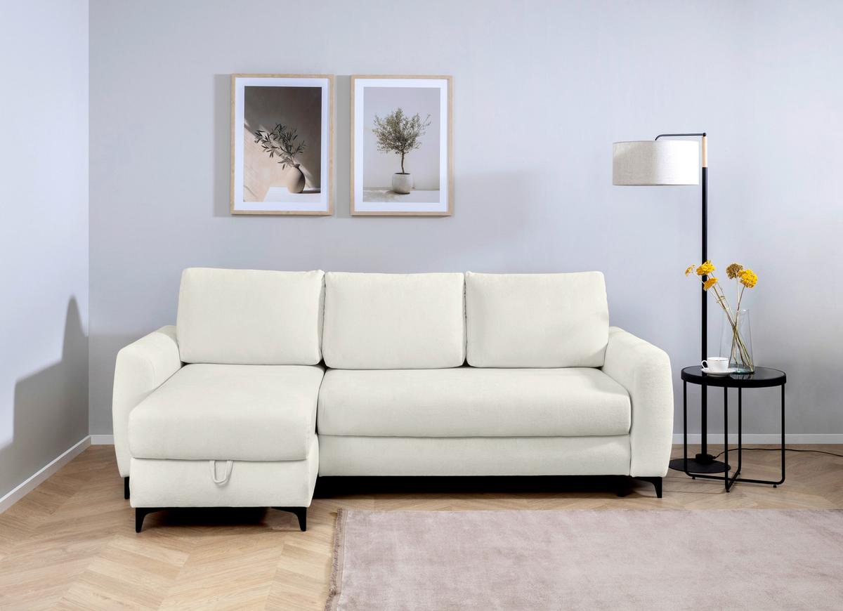 Ecksofa Moli, Weiß S: 236x148 cm - Schwarz/Weiß, Design, Textil (236/148cm) - MID.YOU