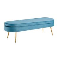 Hocker Blau B: 142 Cm - Blau/Goldfarben, MODERN, Textil (142/41/45cm) - Livetastic